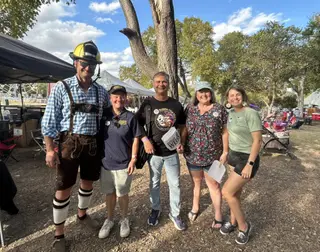 Jonathan Coffman with residents at Deutschen Pfest