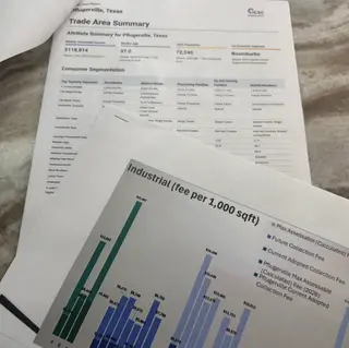 Printed economic development materials and impact fee comparison charts