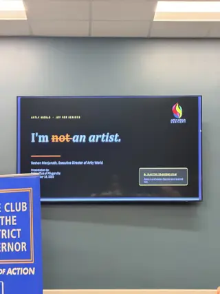 An Artly World presentation about art programs for seniors at the Rotary Club of Pflugerville